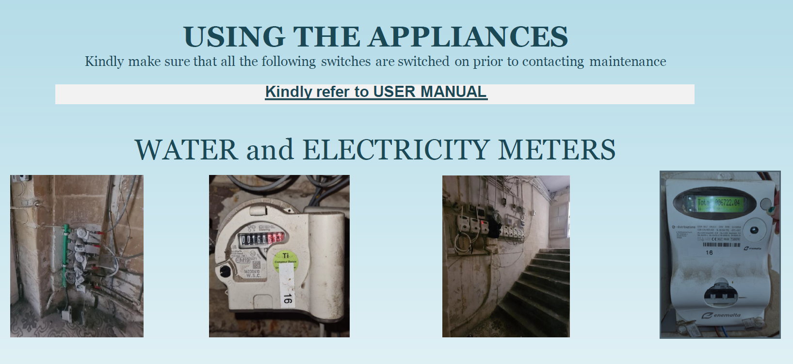 water and eletricity appliances
